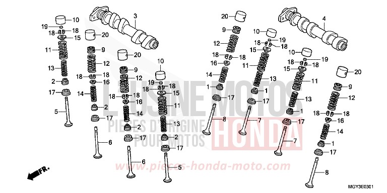 ARBRE A CAMES/SOUPAPE (ARRIERE) de VFR800X "Crossrunner" CANDY BLAZING RED (R195) 2011